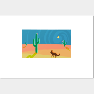 Sunset Desert Fox Posters and Art